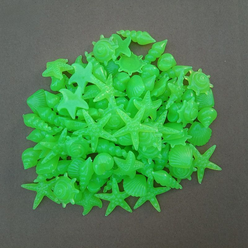 Aquarium Decor 50Pcs Luminous Stones Colorful Shell Starfish Conch Shape Pebbles