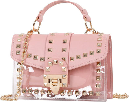 Women's Fashion Clear Purses Handbags Transparent PVC Crossbody Pink Bag Gift