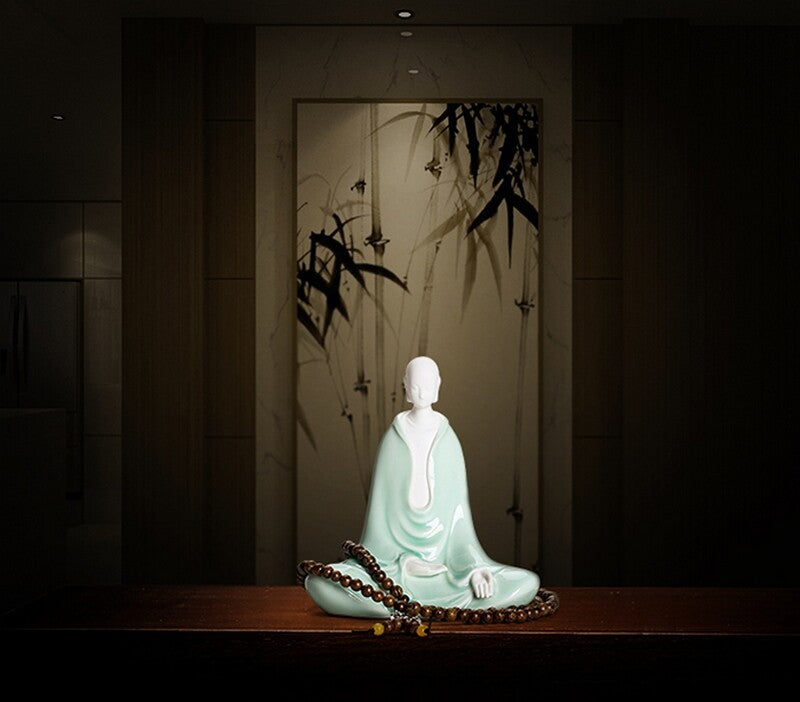 New Porcelain Monk Statue Buddha Monk Buddhism Zen Figure Decor