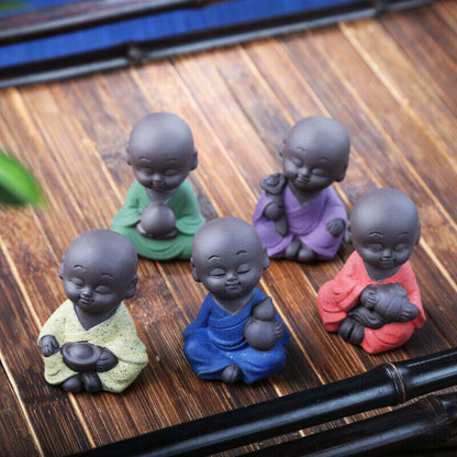 5pcs/lot Little Monk Zisha Tea Pet Lovely House Decoration Tea Play Mascot Boys