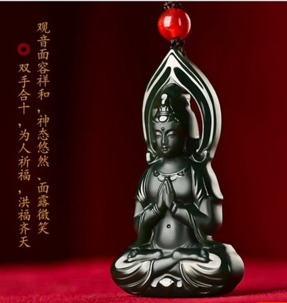 Certificate Hetian Jade Pendant Green Jade Guanyin Buddha Pendant Amulet