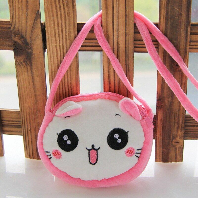 Cartoon Plush Lovely Children Purse Messenger Bags Animal Panda Cat Fluffy Baby