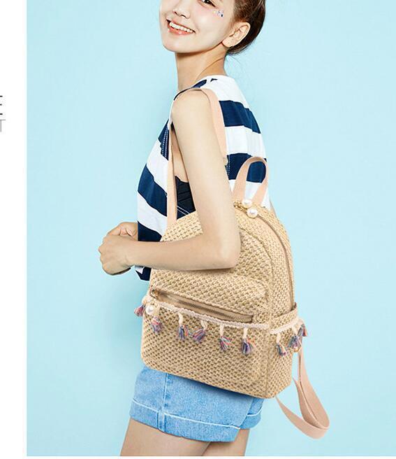 Chinese style Women's Woven school bag Casual Ethnic Handbag shoulder bag Purse
