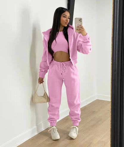 3Piece Sets Women Tracksuit Suit Trouser Set Sweatshirt Sports Sportswear