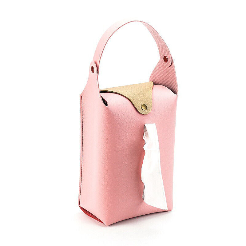 Car Auto Kitchen Bathroom PU Leather Hanging Tissue Bag Tissue Box Paper Holder