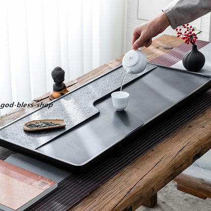 Complete Stone Tea Tray Heavy Black Stone Tea Table Simple Design Water Draining