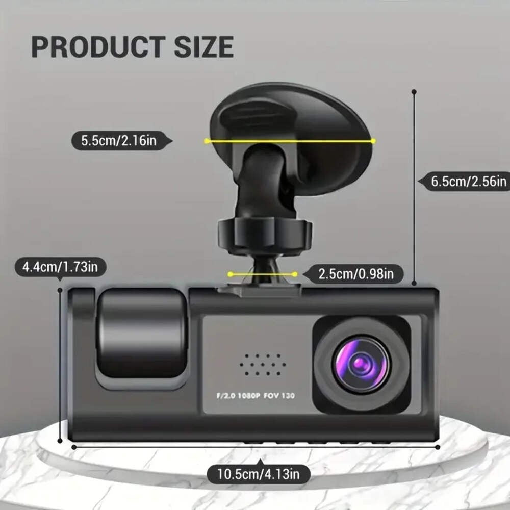 3-Channel Dashcam FHD1080P Ultra-Wide Reversing Vision