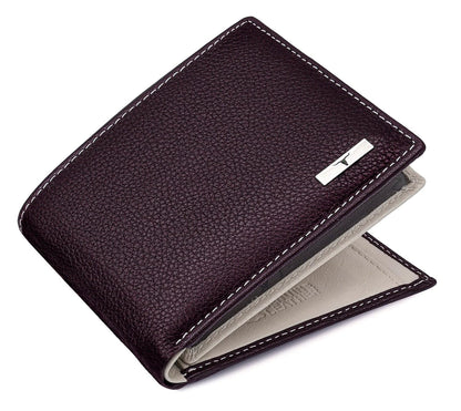 NEW BROWN/SAND BI-FOLD LEATHER MEN'S WALLET RFID PROTECTION GIFT ITEM