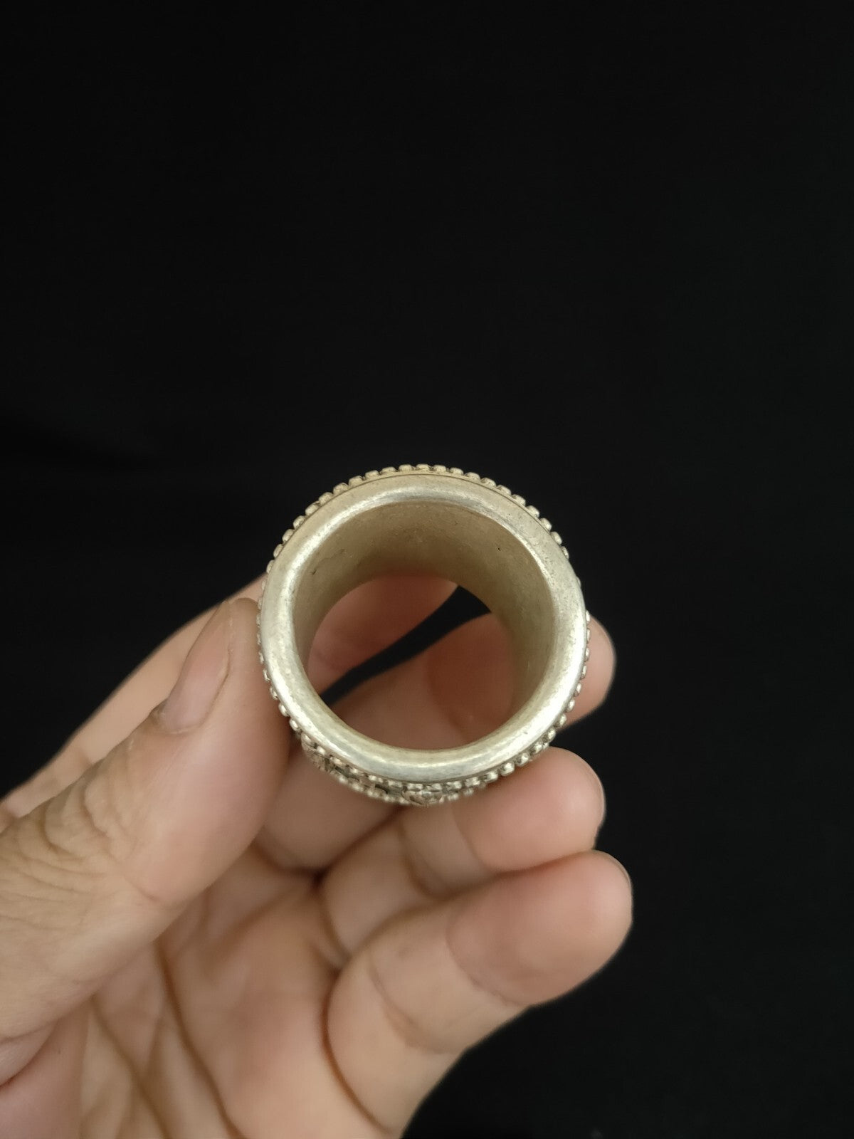 Collectible old tibet silver carved eight immortals double Ring revolve luck