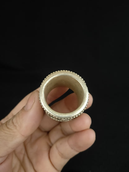 Collectible old tibet silver carved eight immortals double Ring revolve luck
