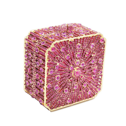 Party Purse Luxury Crystal Clutch Metal Frame Evening Bag Handbags 11*11*6.5 CM
