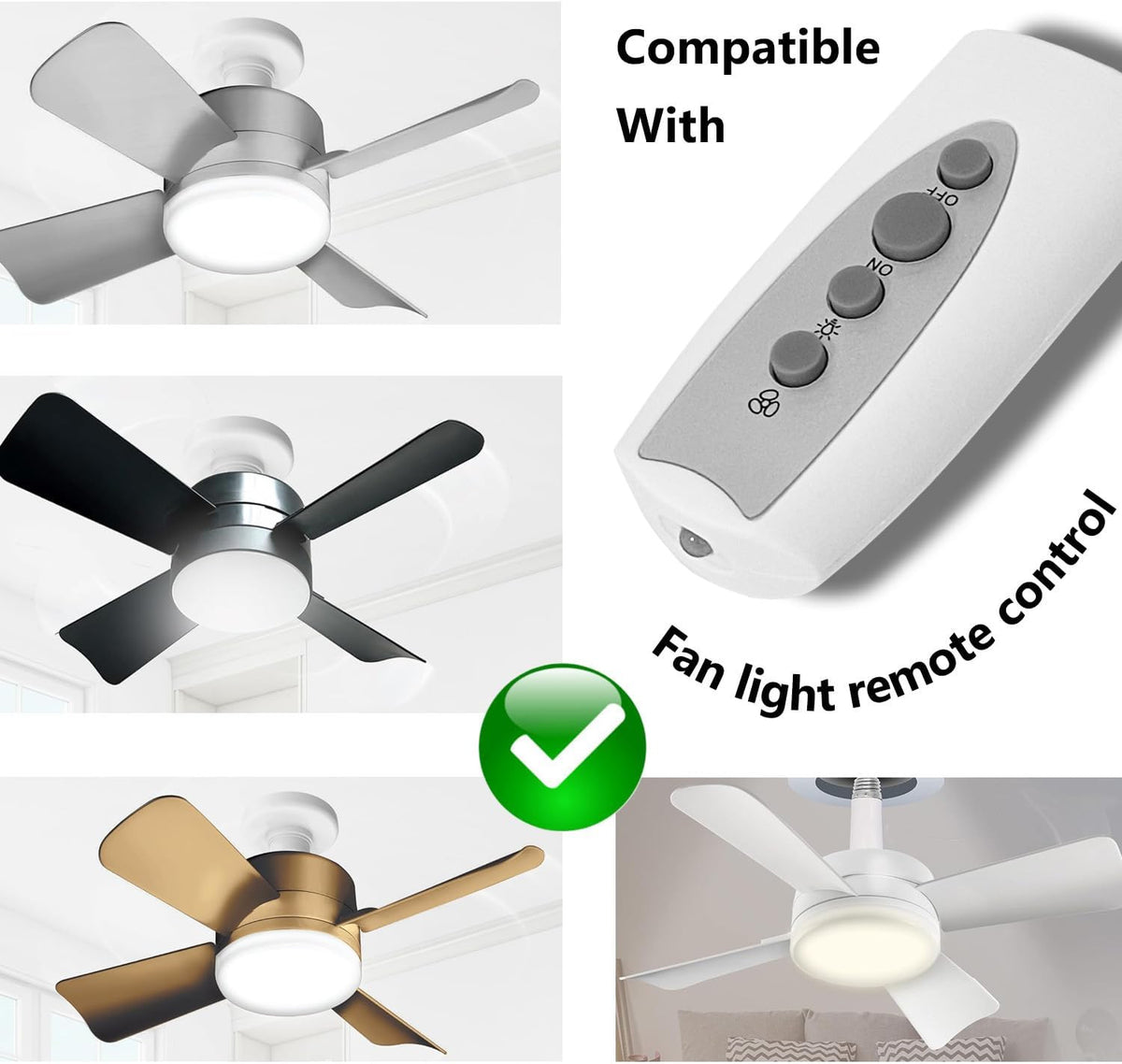 Replacement Remote Control for Ceiling Fan,Compatible with Bell+Howell Socket Ce