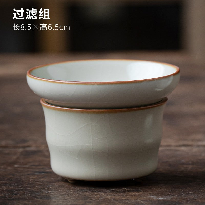 1pc Ru Kiln Sancai Gaiwan Ceramic Tea Bowl Household Kung Fu Tea Set