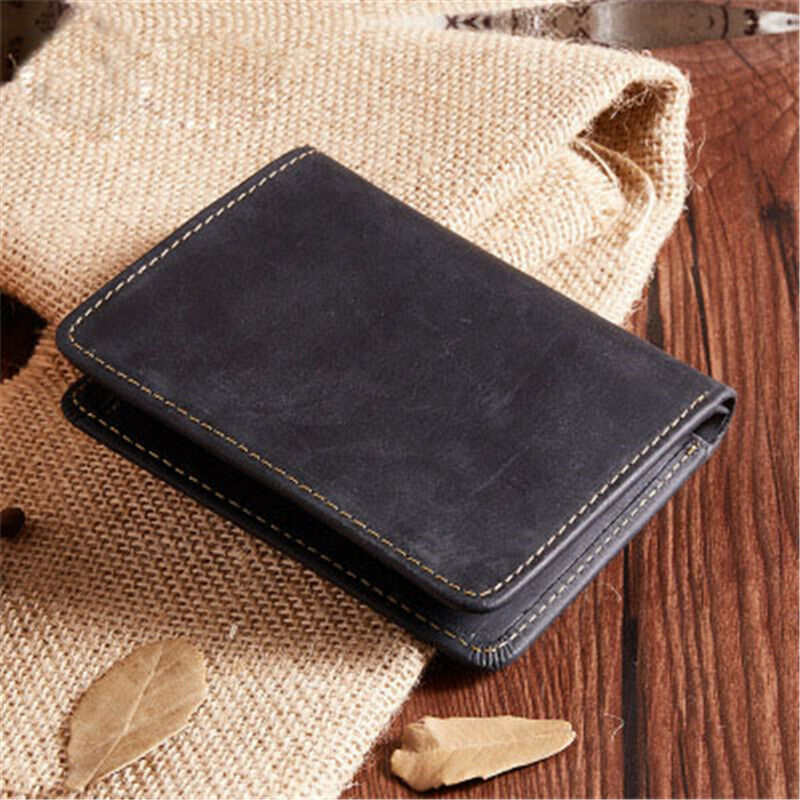 Leather Card Clamps Men's Wallet Card&ID Holder Bag Purse Cash Clip Billfold Bag
