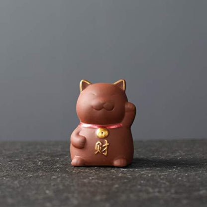 Purple Clay Tea Pet for Tea Ceremony Lucky Cat Figurine Ornament Tea Accessories