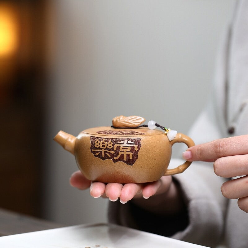 Handmade Tea Pot Hanwa Pot Real Yixing Zisha Duan Clay Ball Shaped Infuser Holes