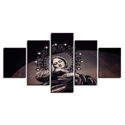Mother of God Virgin Mary Potrait Canvas Print Painting Wall Art Home Decor 5PCS