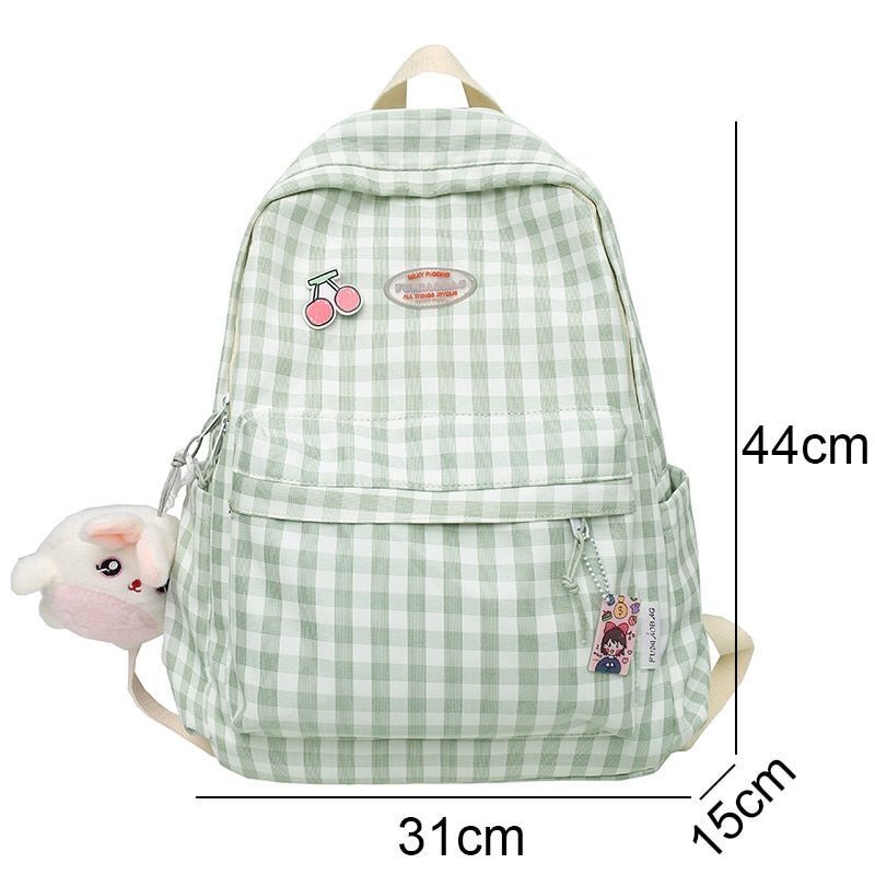 Lattice Backpack Laptop Bag College Plaid Backpack Travel Student Bag 31*15*44CM