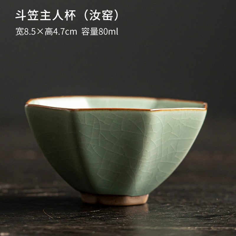 1pc Handmade Ru Kiln Teacup Master Cup Single Cup Tasting Cup Kung Fu Tea Set