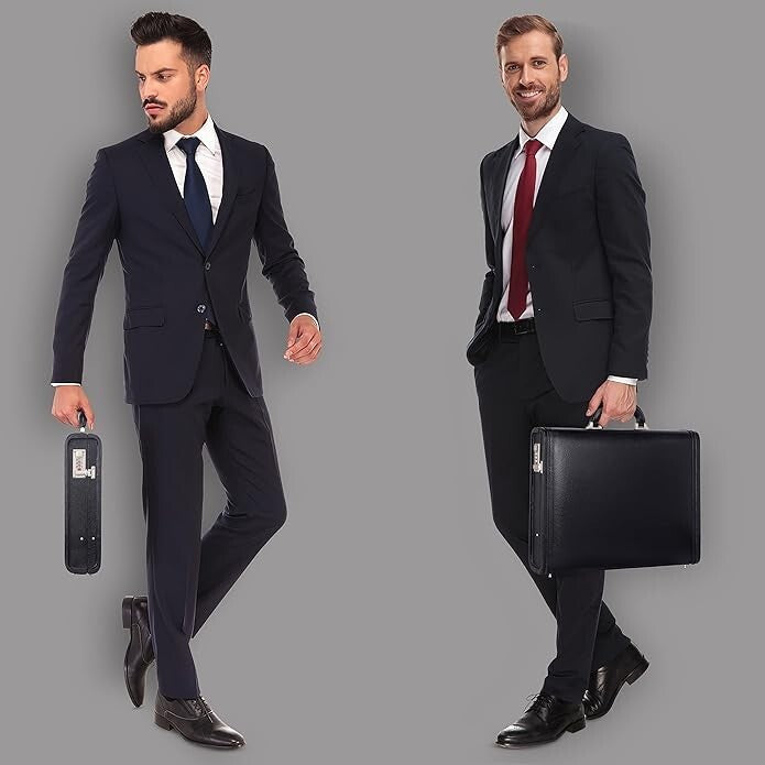 New Leather Travel Briefcase Side Combination Lock Office Business Handbag