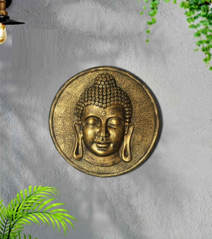 Resin Buddha Face Wall Hangings Sculpture Wall Panel Buddhism Showpiece Idol