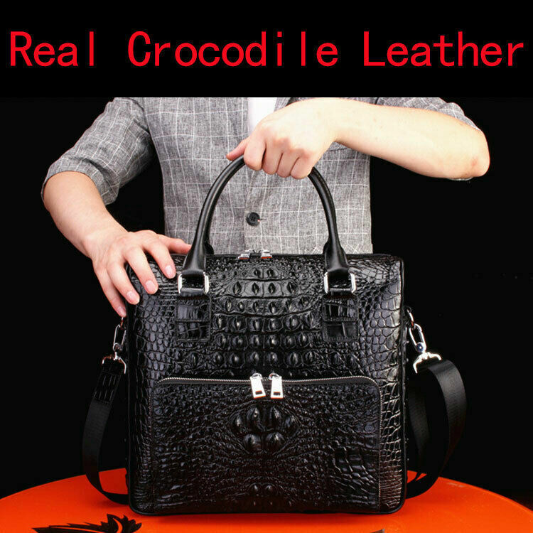 ?Real 100% Crocodile Alligator Skin Leather Men Business Briefcase Handbag Bags
