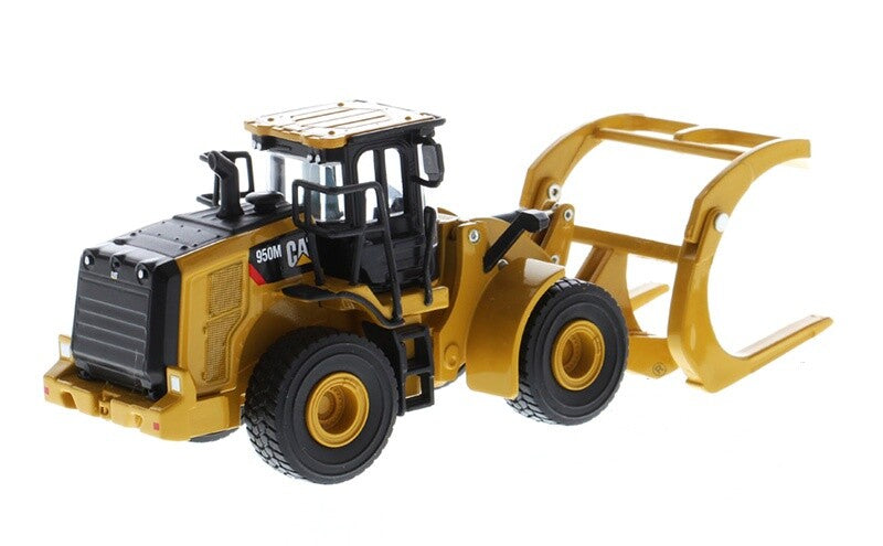 1:64 DM CAT950M Wheel Loader with Log Fork and Bucket Attachment Diecast Model