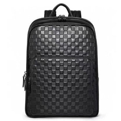 Top Cow Leather Black Men's bag, Soft Leather Large Capacity Backpack Travel Bag