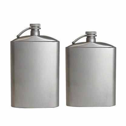 Titanium Flask 220/260ml Wine Hip Flagon Screw Cap Clip Funnel Ultralight Flat