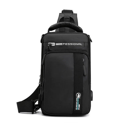 Backpack Chest Pack Shoulder Bag with USB Charging Port Nylon Cross body Bags