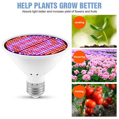 300LED Grow Light Bulb Full Spectrum Light for Indoor Plants Flowers Veg Growing