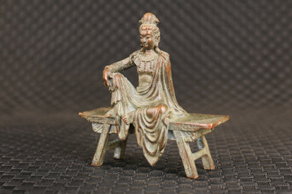 Blessing Chinese bronze handmade kwan-yin statue collection fengshui netsuke