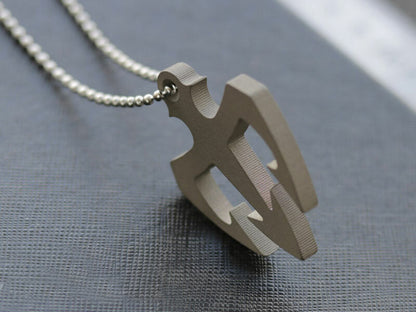 TC4 Titanium Alloy Trident Necklace Keychain Pendant Lanyard Bead DIY EDC Tools