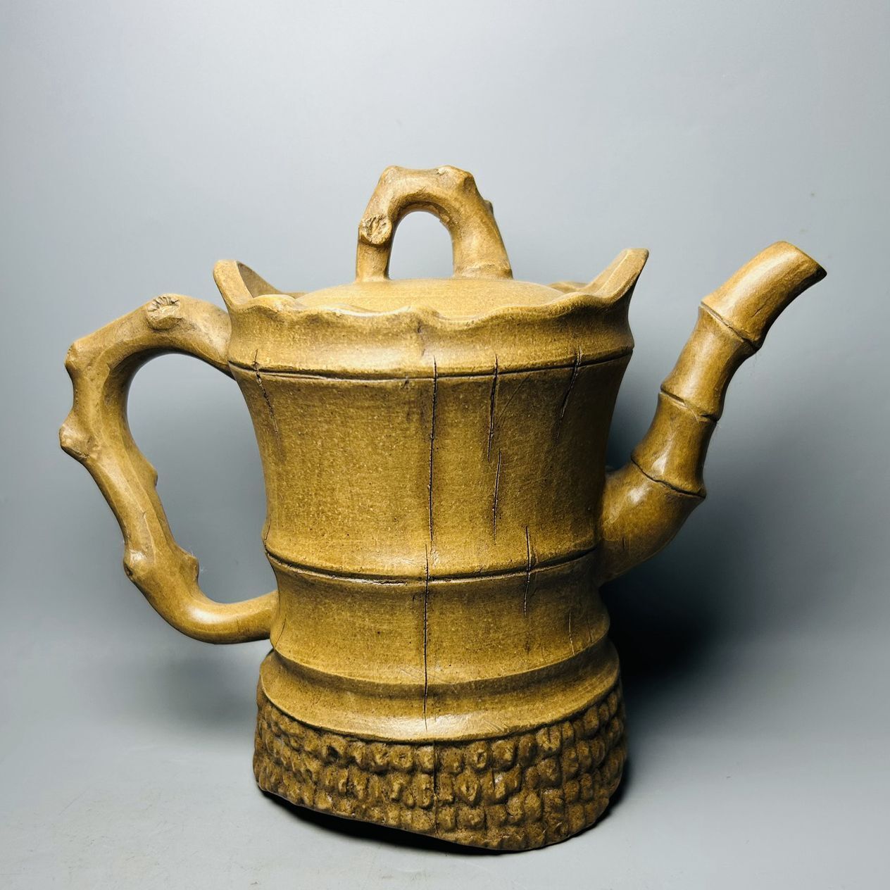 Vintage Chinese Yixing Purple Clay Teapot Zisha Ceremony Ceramic Bamboo Teaware