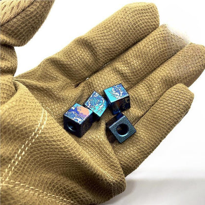 4PCS Titanium Cubic Knife Lanyard Bead Paracord Necklace Pendant Zipper Pull EDC