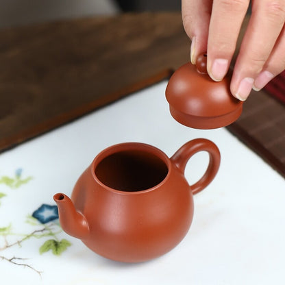 90ml Handmade Tea Pot Marked 7 Infuser Holes Yixing Zisha Zhu Clay Pear Shaped