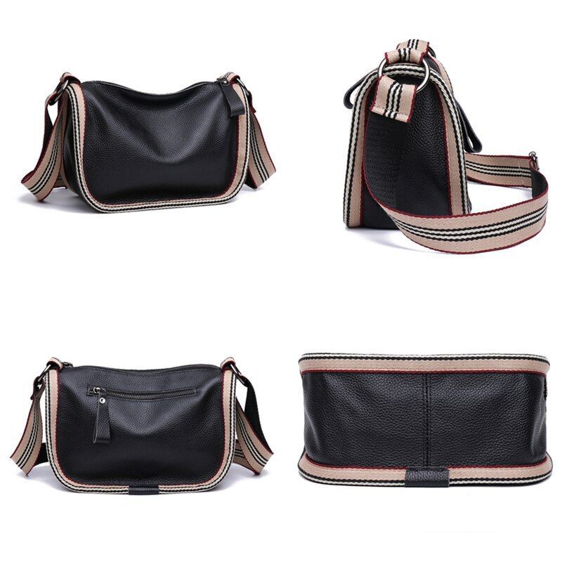 Genuine Leather Handbags Cowhide Shoulder Bags Fashion Crossbody Purse Polyester