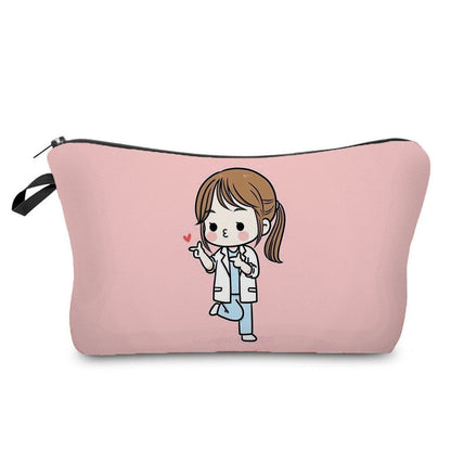 Double Sided Printed Cosmetic Organizer Bag Storage Practical Makeup Bag Handbag
