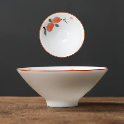 1Pc Chinese Ceramic Teacup Hand Painted Flowers and Birds Cup Porcelain Tea Set