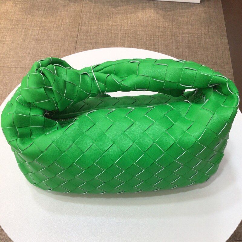 Cow Split Leather Knot Bag Weave Handmade Sling 27X13X16cm Polyester Accessories