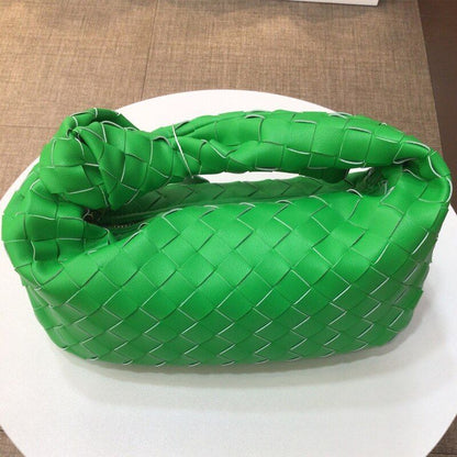Cow Split Leather Knot Bag Weave Handmade Sling 27X13X16cm Polyester Accessories