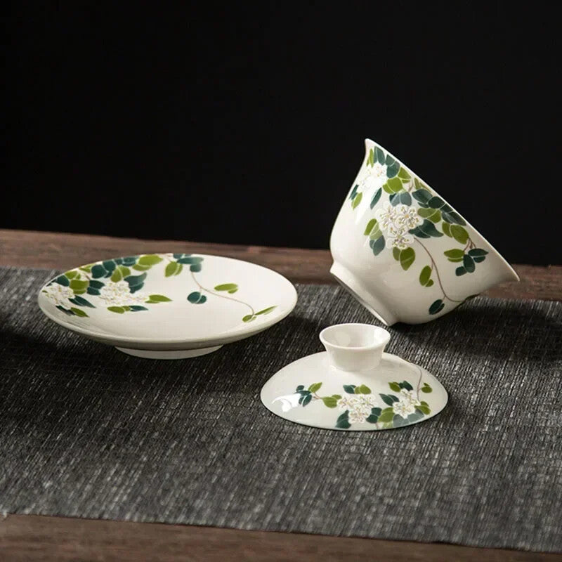Japanese Grass Grey Ceramic Cover Bowl Tai Li Bowl Tea Has A Cover Bowl 175ml