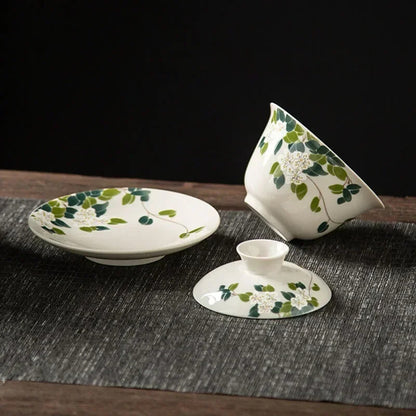 Japanese Grass Grey Ceramic Cover Bowl Tai Li Bowl Tea Has A Cover Bowl 175ml