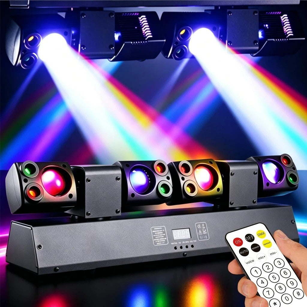 LED Dual-Head Moving Head Beam Light Red/Green Laser Yellow Flash DMX512 Remote
