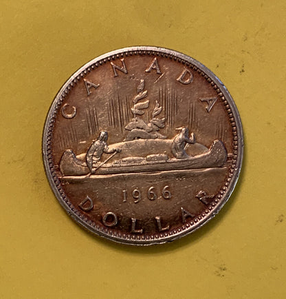 1966 Canada 1 Dollar Silver Coin Young Queen Elizabeth II 2nd portrait Old Money