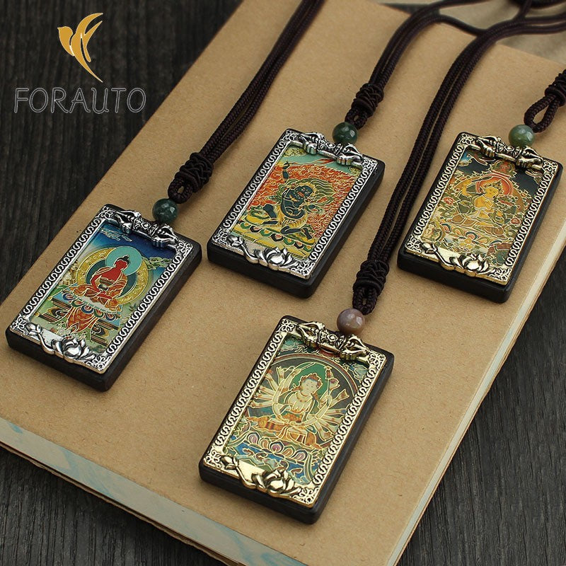 Ebony Thangka Zodiac Buddha Decorative Pendant Tibetan Religious Pendant -