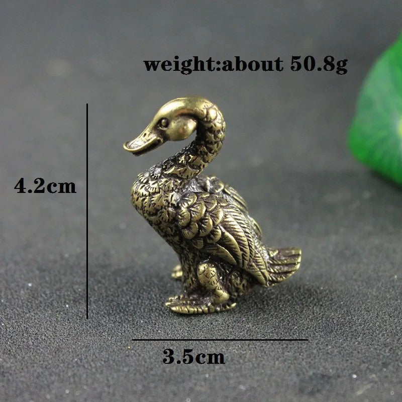 Copper Small Duck Figurines Ornaments Handmade Brass Animal Crafts Home Decor