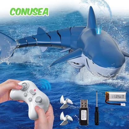 RC Shark Remote Control whale Spray Water Kids robot toy Radio Controlled Boats