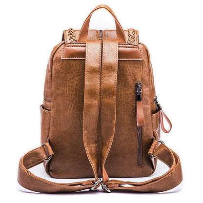 Soft Lambskin Genuine Leather Women's Backpack Shoulder School Bag Retro Rucksac