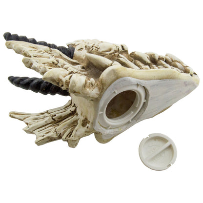 Snarling Magical Dragon Skull Creepy Coin Piggy Bank Polyresin Stash Storage Box